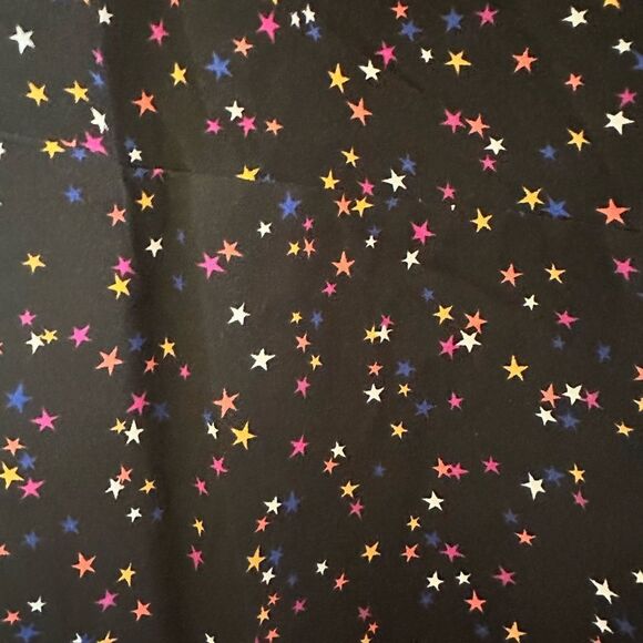 Popsugar Black Multi Stars Print Ruffle Long Sleeve Knee Length Wrap Dress XL - Picture 3 of 4